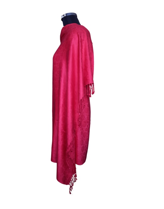 Women viscose Self Design stole pink